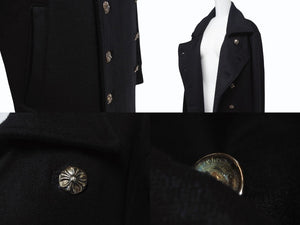 CHROME HEARTS クロムハーツ クロスボールボタン ダブルブレスト カシミヤコート ブラック サイズM 美品 中古 4b003714 