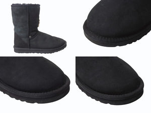 極美品 CHROME HEARTS クロムハーツ UGG アグ ムートン ブーツ CHクロス シープスキン シルバー925 ブラック サイズ26cm 中古 4b003715 