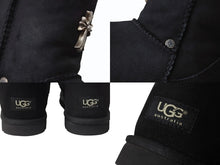 画像をギャラリービューアに読み込む, 極美品 CHROME HEARTS クロムハーツ UGG アグ ムートン ブーツ CHクロス シープスキン シルバー925 ブラック サイズ26cm 中古 4b003715 