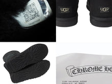 画像をギャラリービューアに読み込む, 極美品 CHROME HEARTS クロムハーツ UGG アグ ムートン ブーツ CHクロス シープスキン シルバー925 ブラック サイズ26cm 中古 4b003715 