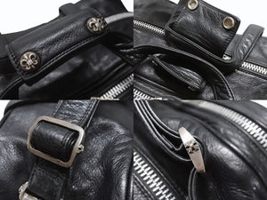 CHROME HEARTS クロムハーツ ダイパーバッグ BSフレア 2WAYバッグ マザーバック レザー シルバー925 ブラック 美品 中古 4b003716