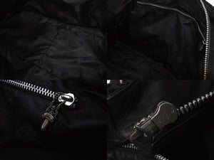 CHROME HEARTS クロムハーツ JET SET トートバッグ ボストンバッグ クロスパッチ レザー シルバー925 ブラック 美品 中古 4b003717 