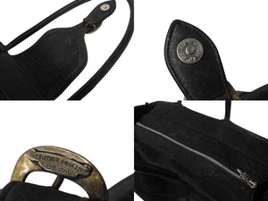CHROME HEARTS クロムハーツ JET SET トートバッグ ボストンバッグ クロスパッチ レザー シルバー925 ブラック 美品 中古 4b003717 