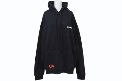 極美品 CHROMEHEARTS クロムハーツ セントバース限定バックホースシュープリントパーカー ブラック ホワイト レッド サイズL 中古 4b003720