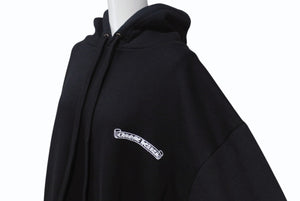 極美品 CHROMEHEARTS クロムハーツ セントバース限定バックホースシュープリントパーカー ブラック ホワイト レッド サイズL 中古 4b003720