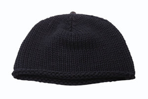 CHROME HEARTS クロムハーツ ラージクロス ビーニー ニット帽 カシミヤ シルバー925 カーフレザー ブラック ONE SIZE 美品 中古 4b003722 