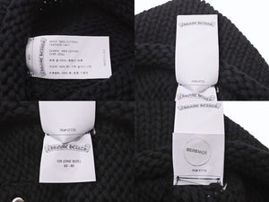 CHROME HEARTS クロムハーツ ラージクロス ビーニー ニット帽 カシミヤ シルバー925 カーフレザー ブラック ONE SIZE 美品 中古 4b003722 