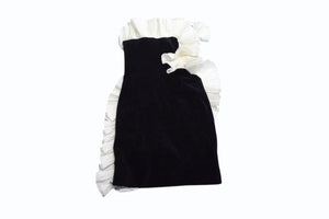 LANVIN ランバン ヴィンテージ ドレス ベロア コットン フランス製 ブラック ホワイト 美品 中古 4b003724