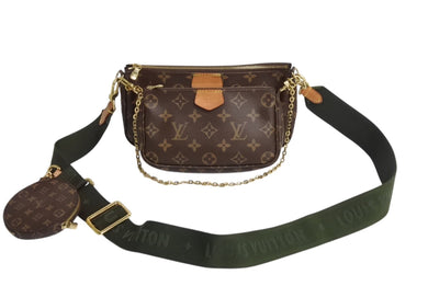 LOUIS VUITTON ルイヴィトン モノグラム ミュルティポシェット アクセソワール カーキ ショルダーバッグ M44813 美品 中古 4b003725