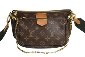 LOUIS VUITTON ルイヴィトン モノグラム ミュルティポシェット アクセソワール カーキ ショルダーバッグ M44813 美品 中古 4b003725