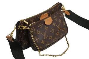 LOUIS VUITTON ルイヴィトン モノグラム ミュルティポシェット アクセソワール カーキ ショルダーバッグ M44813 美品 中古 4b003725