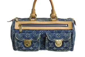 LOUIS VUITTON ルイヴィトン ネオスピーディ ハンドバッグ M95019 モノグラム デニム インディゴブルー ゴールド金具 美品 中古 4b003726