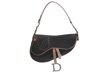 Christian Dior クリスチャンディオール ガリアーノ期 サドルバッグ ワンショルダーバッグ 01RU0093 グレー デニム 美品 中古 4b003727