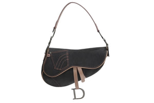 Christian Dior クリスチャンディオール ガリアーノ期 サドルバッグ ワンショルダーバッグ 01RU0093 グレー デニム 美品 中古 4b003727