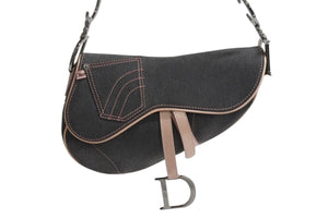 Christian Dior クリスチャンディオール ガリアーノ期 サドルバッグ ワンショルダーバッグ 01RU0093 グレー デニム 美品 中古 4b003727