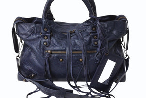 BALENCIAGA バレンシアガ The City ザ シティ 2WAY ハンドバッグ ネイビー 紺色 115748 レザー ショルダー 鞄 良品 中古 4b003728
