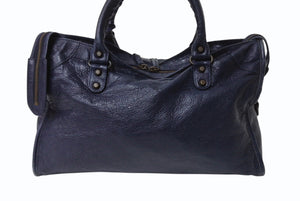 BALENCIAGA バレンシアガ The City ザ シティ 2WAY ハンドバッグ ネイビー 紺色 115748 レザー ショルダー 鞄 良品 中古 4b003728