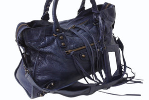 BALENCIAGA バレンシアガ The City ザ シティ 2WAY ハンドバッグ ネイビー 紺色 115748 レザー ショルダー 鞄 良品 中古 4b003728