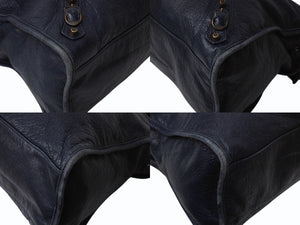 BALENCIAGA バレンシアガ The City ザ シティ 2WAY ハンドバッグ ネイビー 紺色 115748 レザー ショルダー 鞄 良品 中古 4b003728