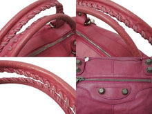 Load image into Gallery viewer, BALENCIAGA バレンシアガ ジャイアント ワーク ハンドバッグ ピンク レザー 173080 シルバー金具 スタッズ ワンショルダー 良品 中古 4b003729