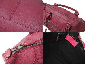 BALENCIAGA バレンシアガ ジャイアント ワーク ハンドバッグ ピンク レザー 173080 シルバー金具 スタッズ ワンショルダー 良品 中古 4b003729