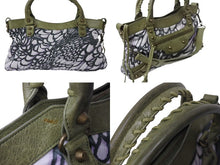 Load image into Gallery viewer, BALENCIAGA バレンシアガ 花柄 The City ザシティ 2WAY ハンドバッグ レザー ナイロン グリーン ワンショルダー 良品 中古 4b003730
