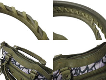 Load image into Gallery viewer, BALENCIAGA バレンシアガ 花柄 The City ザシティ 2WAY ハンドバッグ レザー ナイロン グリーン ワンショルダー 良品 中古 4b003730