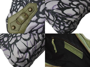 BALENCIAGA バレンシアガ 花柄 The City ザシティ 2WAY ハンドバッグ レザー ナイロン グリーン ワンショルダー 良品 中古 4b003730