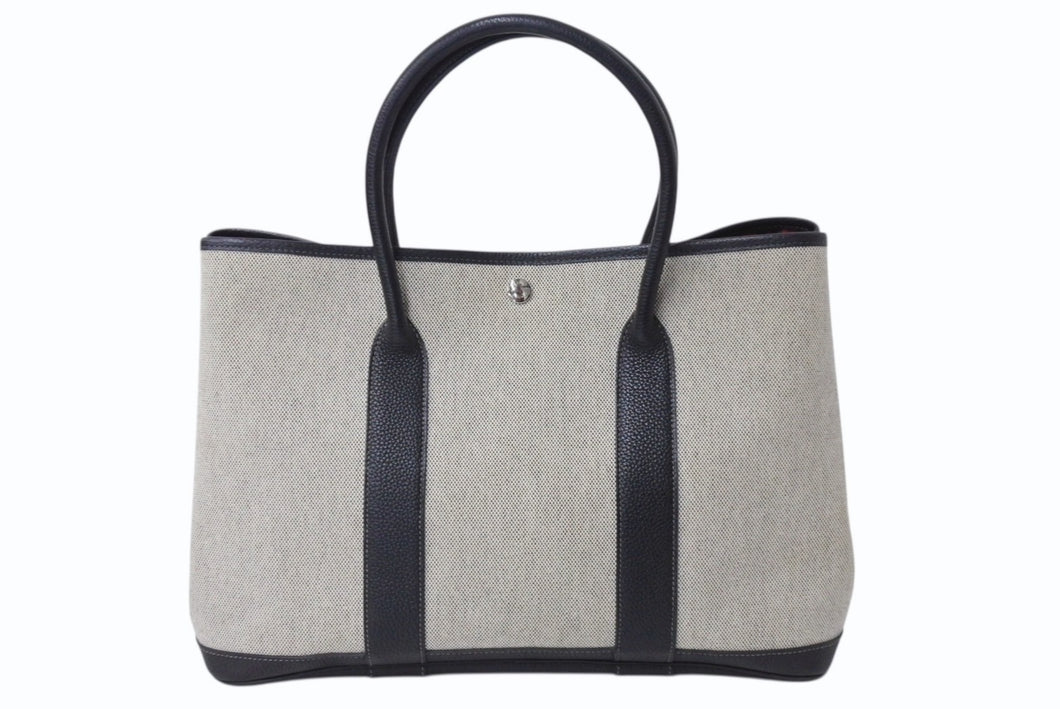 HERMES エルメス ハンドバッグ ハンドバッグ ガーデンパーティPM トワルアッシュ ベージュ 美品 中古 4b003731