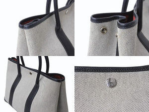 HERMES エルメス ハンドバッグ ハンドバッグ ガーデンパーティPM トワルアッシュ ベージュ 美品 中古 4b003731
