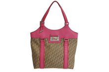 Load image into Gallery viewer, Christian Dior クリスチャンディオール ハンドバッグ トロッター ロゴプレート 09-BO-0095 カーキ ピンク キャンバス レザー 美品 中古 4b003736