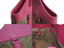 Load image into Gallery viewer, Christian Dior クリスチャンディオール ハンドバッグ トロッター ロゴプレート 09-BO-0095 カーキ ピンク キャンバス レザー 美品 中古 4b003736