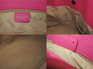 Christian Dior クリスチャンディオール ハンドバッグ トロッター ロゴプレート 09-BO-0095 カーキ ピンク キャンバス レザー 美品 中古 4b003736
