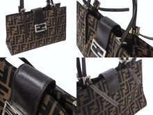 Load image into Gallery viewer, FENDI フェンディ ハンドバッグ ワンショルダーバッグ ズッカ柄 09158081992 キャンバス レザーブラウン シルバー金具 良品 中古 4b003737