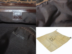 FENDI フェンディ ハンドバッグ ワンショルダーバッグ ズッカ柄 09158081992 キャンバス レザーブラウン シルバー金具 良品 中古 4b003737