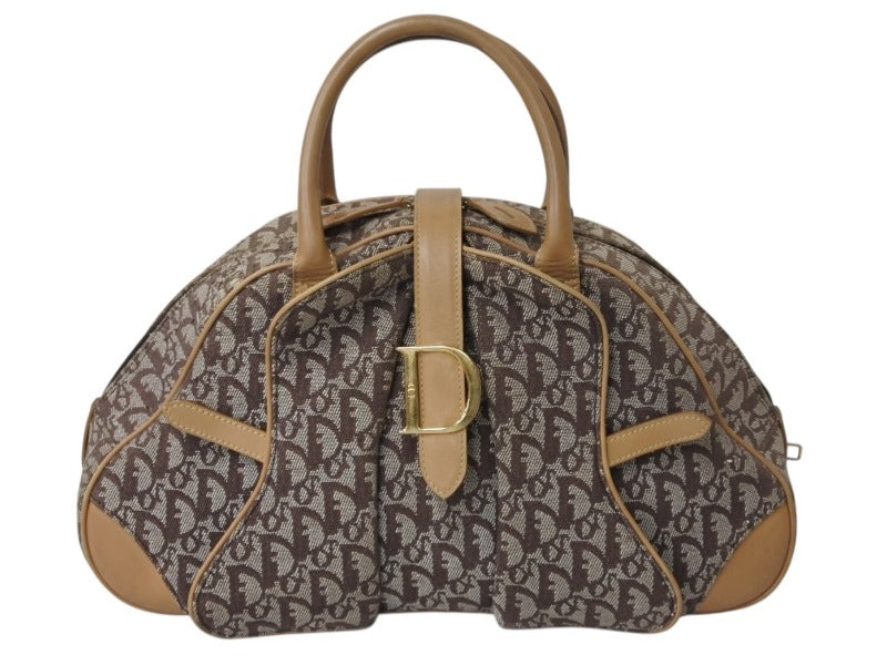 Christian Dior クリスチャンディオール ダブルサドル ハンドバッグ MA-1001 トロッター柄 ガリアーノ期 美品 中古 4b003741