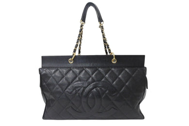 CHANEL シャネル チェーンボストンバッグ 8番台 ココマーク キャビアスキン ブラック イタリア製 ゴールド金具 美品 中古 4b003746