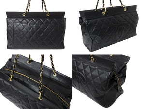 CHANEL シャネル チェーンボストンバッグ 8番台 ココマーク キャビアスキン ブラック イタリア製 ゴールド金具 美品 中古 4b003746
