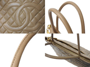 CHANEL シャネル 復刻トート 7番台 ハンドバッグ A01804 ココマーク キャビアスキン ベージュ ゴールド金具 美品 中古 4b003747