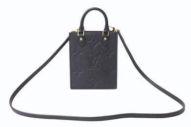 極美品 LOUIS VUITTON ルイヴィトン ハンドバッグ プティット・サックプラ モノグラムアンプラント M81417 ブラック 中古 4b003748