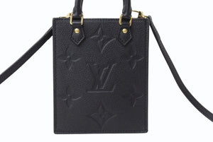 極美品 LOUIS VUITTON ルイヴィトン ハンドバッグ プティット・サックプラ モノグラムアンプラント M81417 ブラック 中古 4b003748