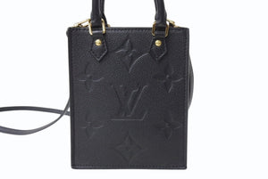 極美品 LOUIS VUITTON ルイヴィトン ハンドバッグ プティット・サックプラ モノグラムアンプラント M81417 ブラック 中古 4b003748