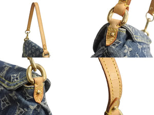 LOUIS VUITTON ルイヴィトン ミニプリーティ ワンショルダーバッグ M95050 モノグラム デニム レザー ゴールド金具 美品 中古 4b003750