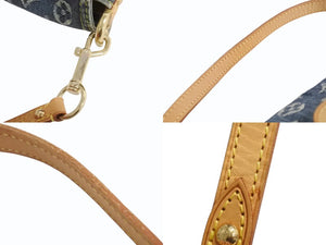 LOUIS VUITTON ルイヴィトン ミニプリーティ ワンショルダーバッグ M95050 モノグラム デニム レザー ゴールド金具 美品 中古 4b003750