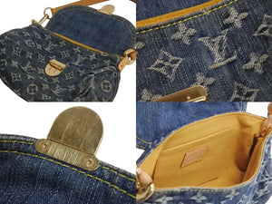 LOUIS VUITTON ルイヴィトン ミニプリーティ ワンショルダーバッグ M95050 モノグラム デニム レザー ゴールド金具 美品 中古 4b003750