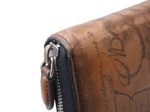 Berluti ベルルッティ カリグラフィ イタウバネオ パティーヌ レザー ジップ ロングウォレット 長財布 サンドベージュ 美品 中古 4b003752