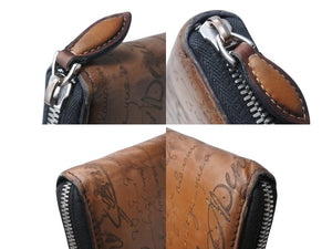 Berluti ベルルッティ カリグラフィ イタウバネオ パティーヌ レザー ジップ ロングウォレット 長財布 サンドベージュ 美品 中古 4b003752