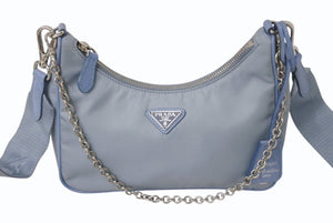 PRADA プラダ Re-Edition 2005 ショルダーバッグ 1BH204 2WAY Re-Nylon リナイロン ライトブルー トライアングルロゴ 美品 中古 4b003753