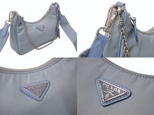 PRADA プラダ Re-Edition 2005 ショルダーバッグ 1BH204 2WAY Re-Nylon リナイロン ライトブルー トライアングルロゴ 美品 中古 4b003753