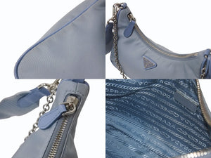 PRADA プラダ Re-Edition 2005 ショルダーバッグ 1BH204 2WAY Re-Nylon リナイロン ライトブルー トライアングルロゴ 美品 中古 4b003753